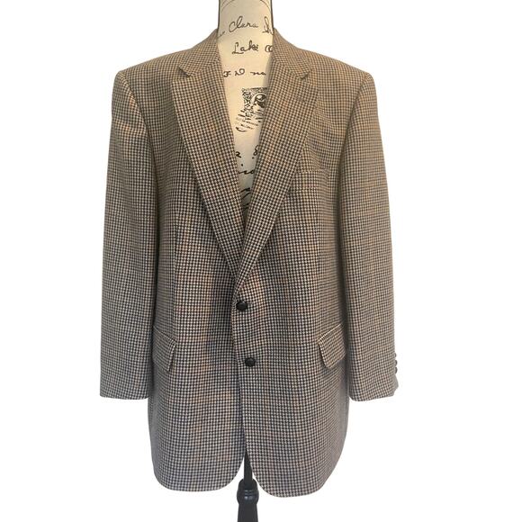 VTG 90’s EDUARD PELGER HOUNDSTOOTH BLAZER VIRGIN WOOL SZ XL LEATHER BUTTONSONS - Picture 13 of 16